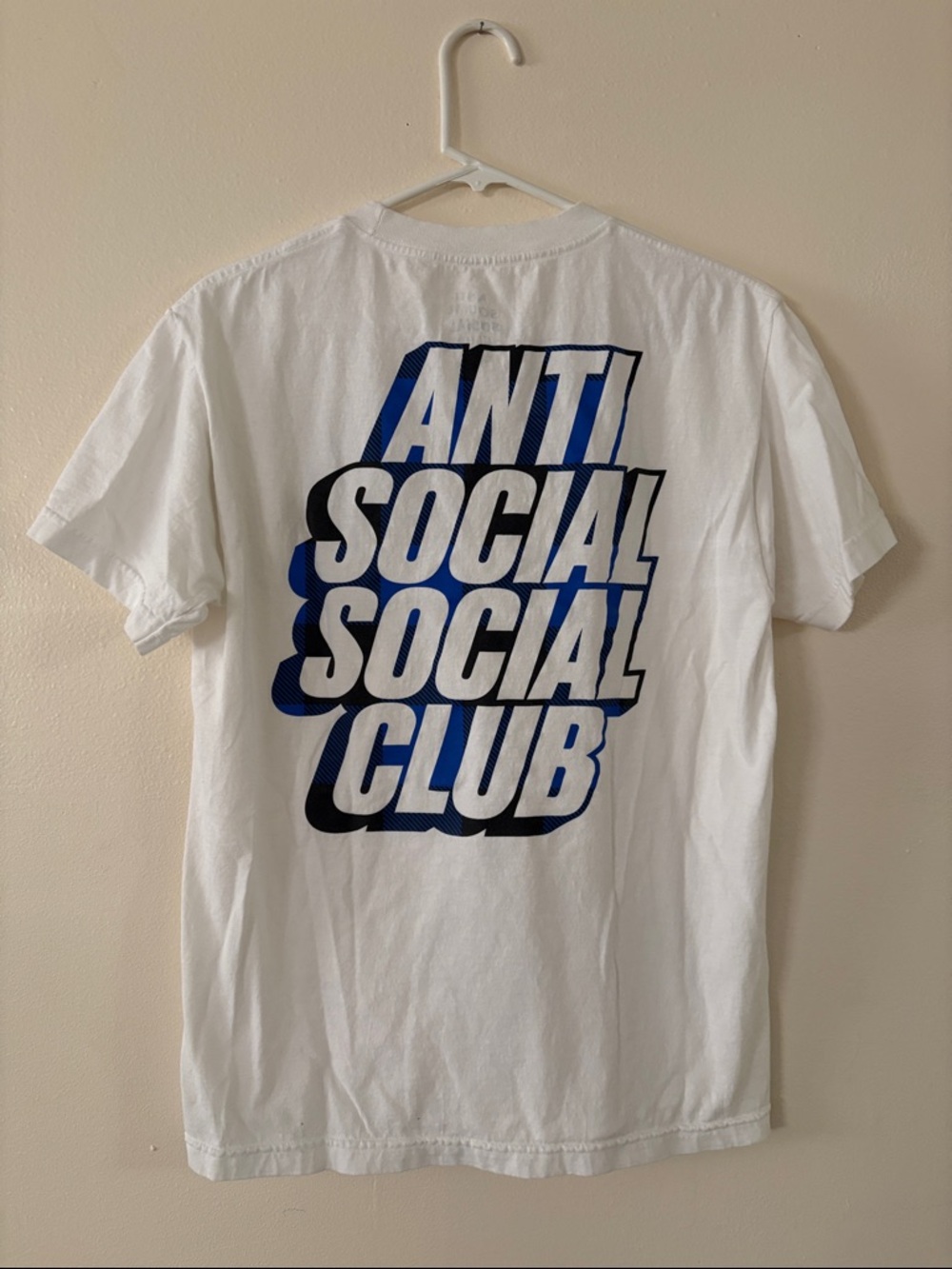 Anti Social Social Club White Tee with Blue Logo - Picture 4 of 4